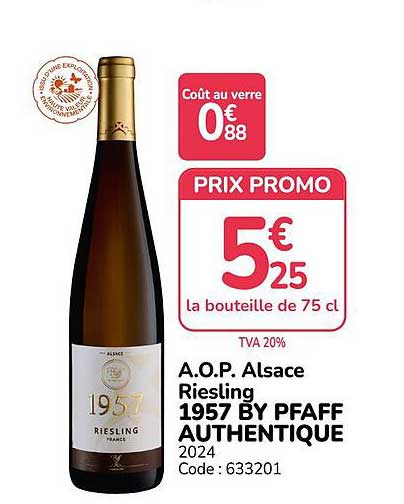 A.O.P. Alsace Riesling 1957 BY PFAFF AUTHENTIQUE 2024