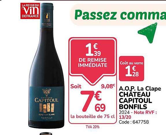 A.O.P. La Clape CHATEAU CAPITOUL BONFILS 2024 - Note RVF : 13/20