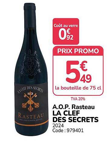 A.O.P. Rasteau LA CLEF DES SECRETS 2024