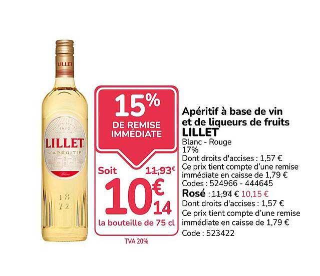 Apéritif à base de vin et de liqueurs de fruits LILLET