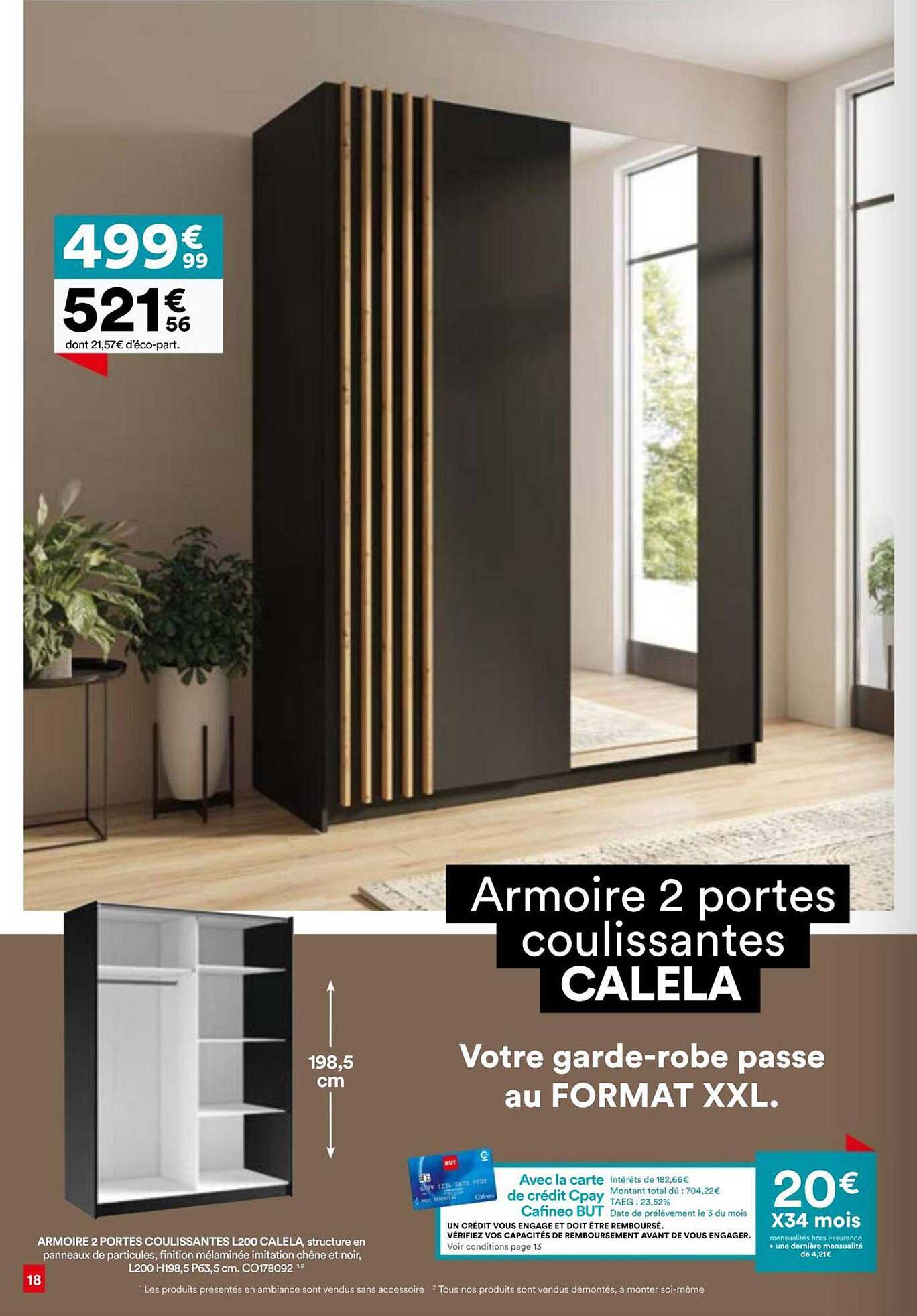 Armoire 2 portes coulissantes CALELA