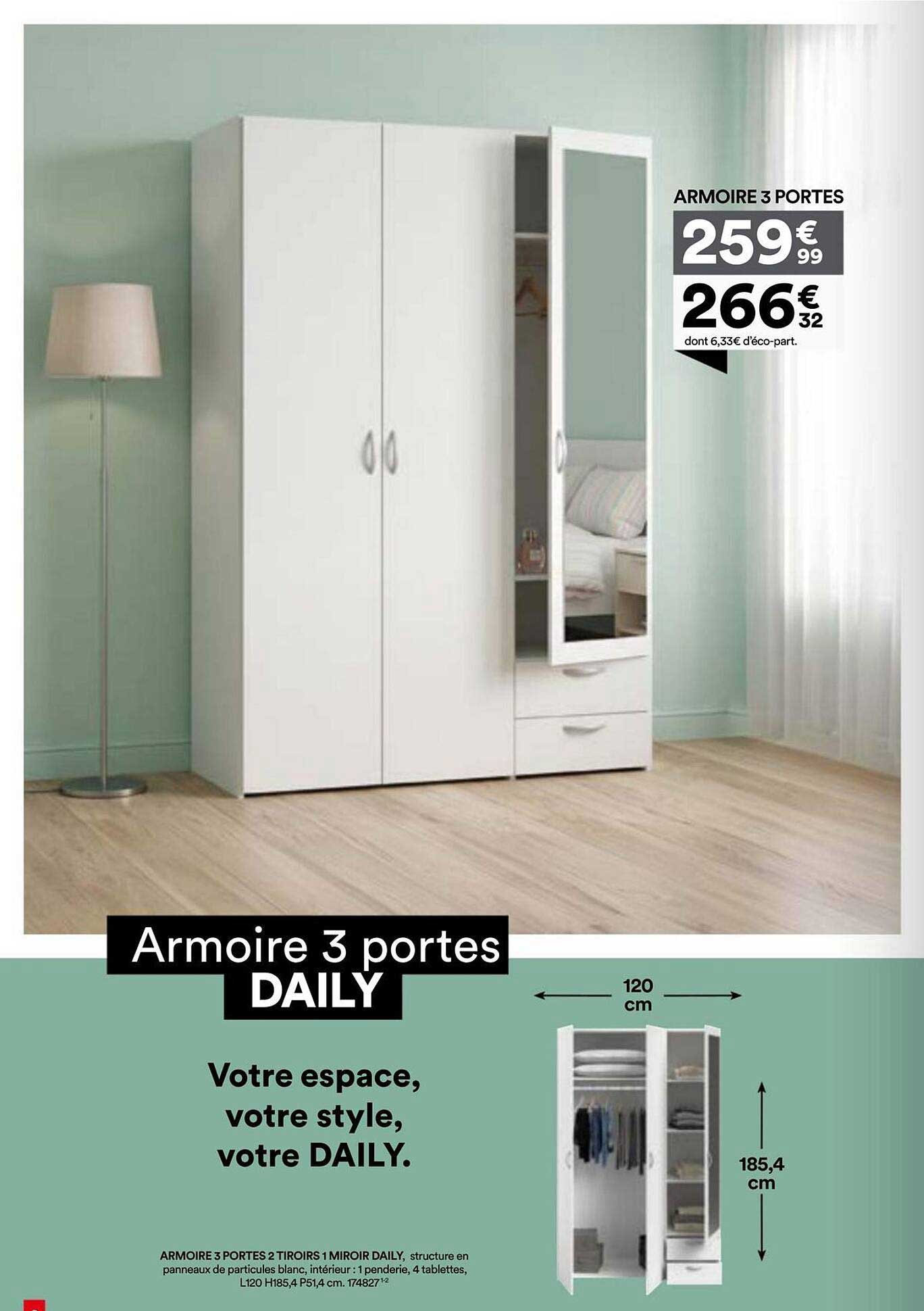 Armoire 3 portes DAILY