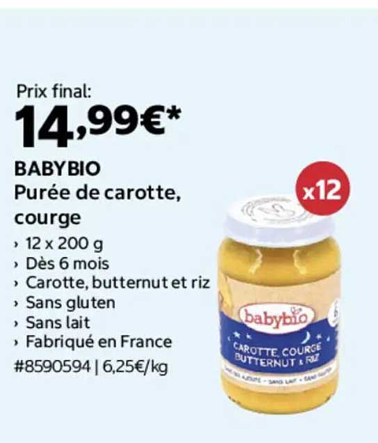 BABYBIO Purée de carotte, courge