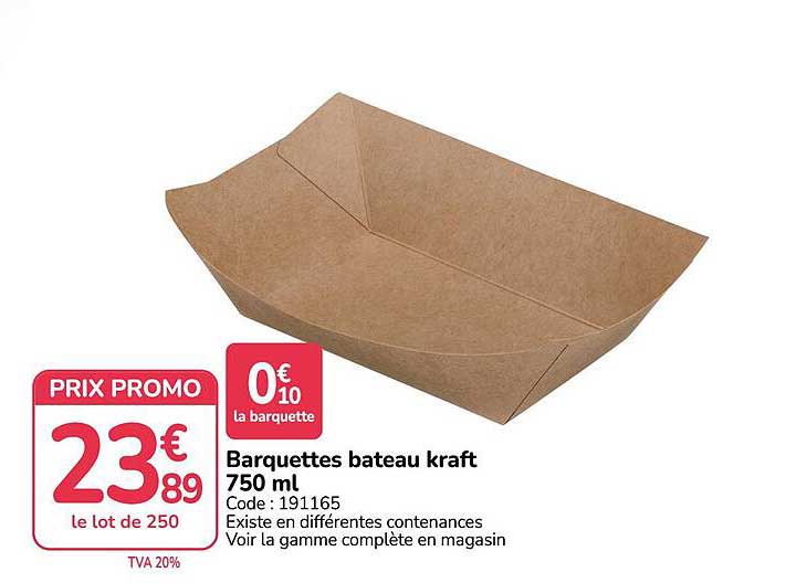 Barquettes bateau kraft 750 ml