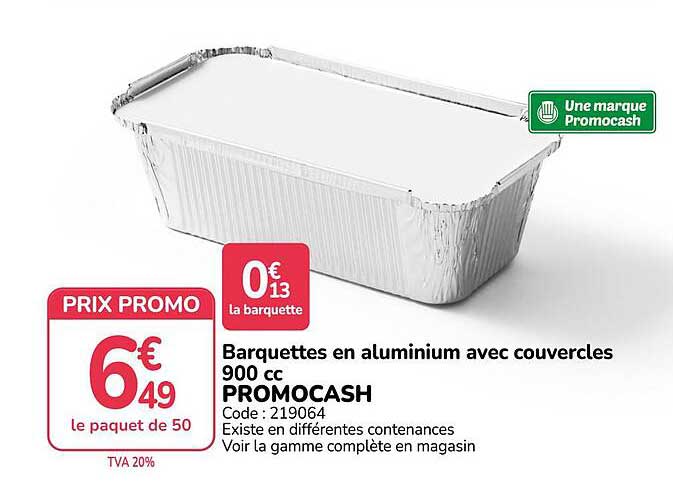 Barquettes en aluminium avec couvercles 900 cc PROMOCASH