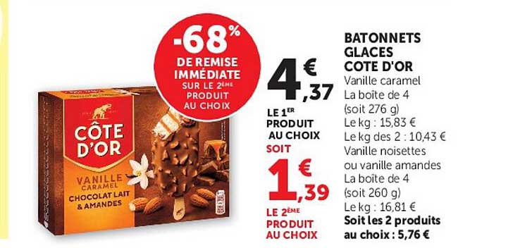 BATONNETS GLACES COTE D'OR