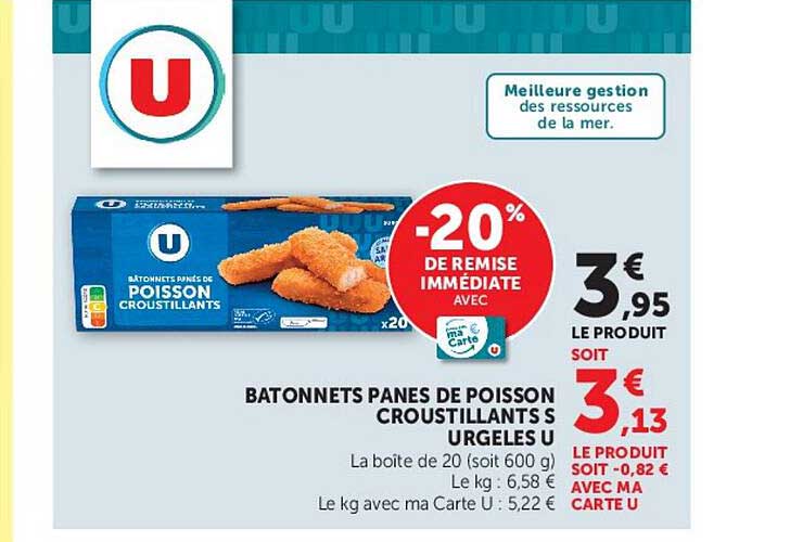 BATONNETS PANES DE POISSON CROUSTILLANTS SURGELES U