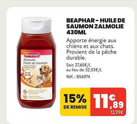 BEAPHAR - HUILE DE SAUMON ZALMOLIE 430ML