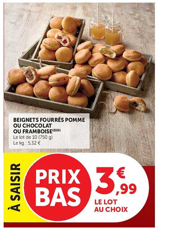 BEIGNETS FOURRÉS POMME OU CHOCOLAT OU FRAMBOISE