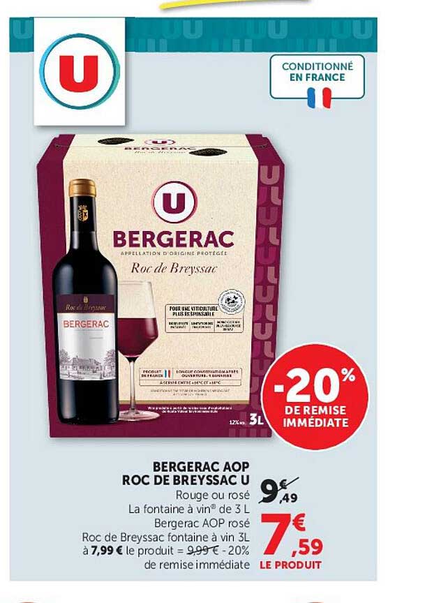 BERGERAC AOP ROC DE BREYSSAC U Rouge ou rosé La fontaine à vin 3 L