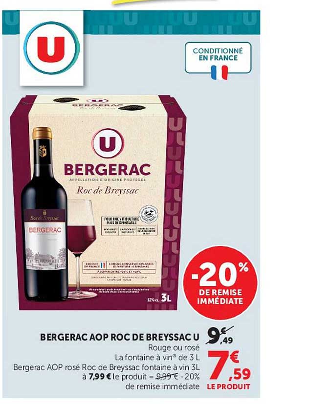 BERGERAC AOP ROC DE BREYSSAC U Rouge ou rosé La fontaine à vin® de 3 L
