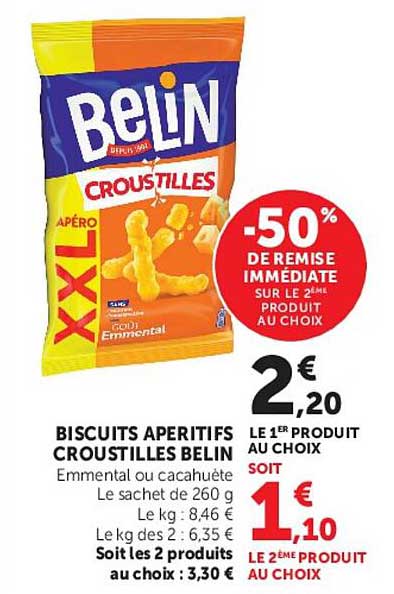 BISCUITS APERITIFS CROUSTILLES BELIN Emmental ou cacahuète