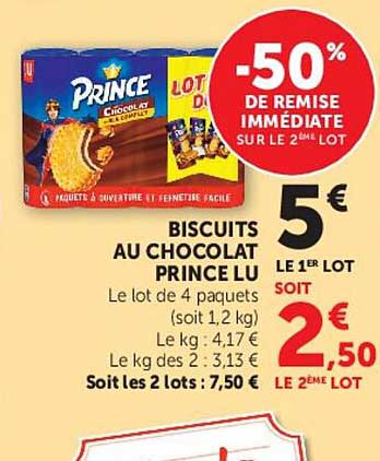 BISCUITS AU CHOCOLAT PRINCE LU