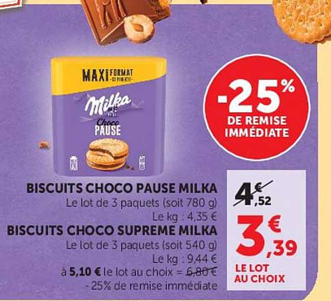 BISCUITS CHOCO PAUSE MILKA