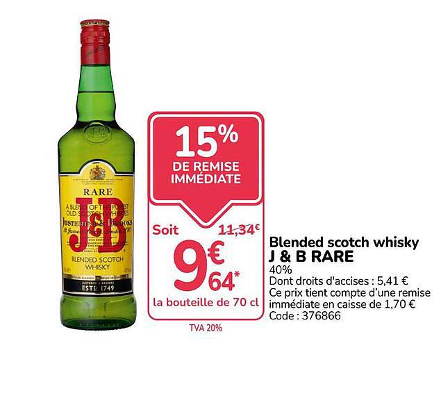 Blended scotch whisky J & B RARE