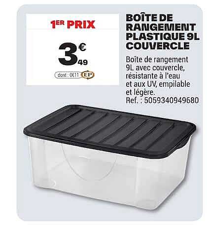 BOITE DE RANGEMENT PLASTIQUE 9L COUVERCLE
