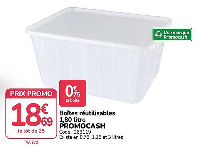 Boîtes réutilisables 1,80 litre PROMOCASH