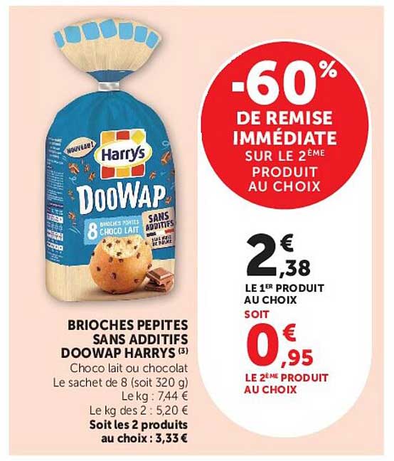 BRIOCHES PEPITES SANS ADDITIFS DOOWAP HARRYS