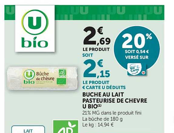 BUCHE AU LAIT PASTEURISÉ DE CHEVRE U BIO(1)