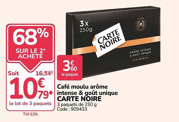 Café moulu arôme intense & goût unique CARTE NOIRE