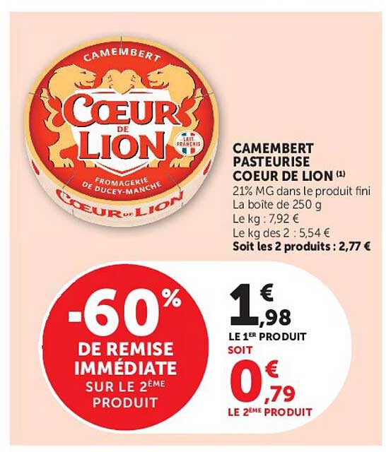 CAMEMBERT PASTEURISÉ CŒUR DE LION