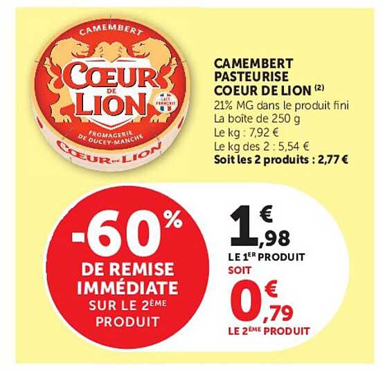 CAMEMBERT PASTEURISÉ COEUR DE LION