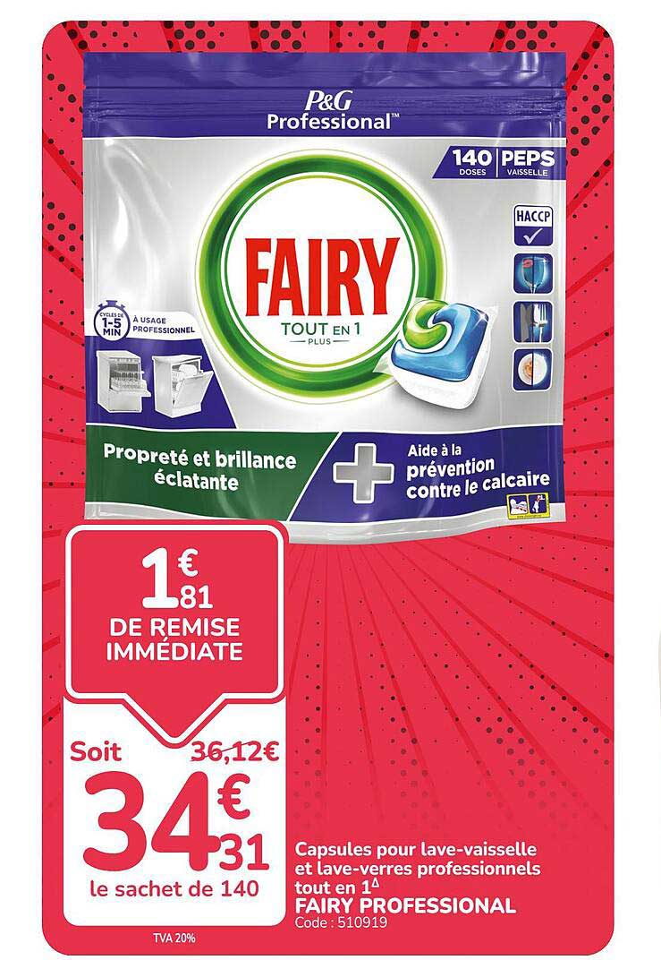 Capsules pour lave-vaisselle et lave-verres professionnels tout en 1 FAiRY PROFESSIONAL