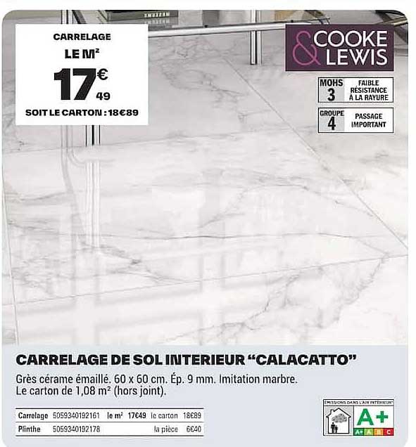 CARRELAGE DE SOL INTÉRIEUR “CALACATTO”