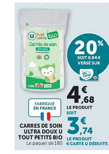 CARRES DE SOIN ULTRA DOUX U TOUT PETITS BIO