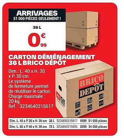 CARTON DÉMÉNAGEMENT 36 L BRICO DÉPOT