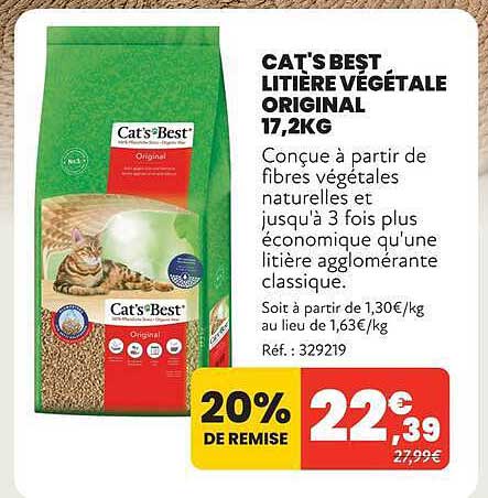 CAT'S BEST LITIÈRE VÉGÉTALE ORIGINAL 17,2KG