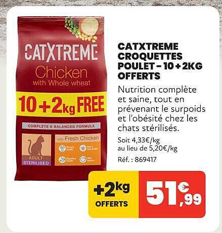 CATXTREME CROQUETTES POULET - 10 + 2KG OFFERTS