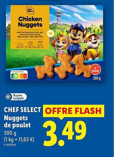 CHEF SELECT Nuggets de poulet 300 g (1 kg = 11,63 €)
