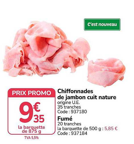 Chiffonnades de jambon cuit nature