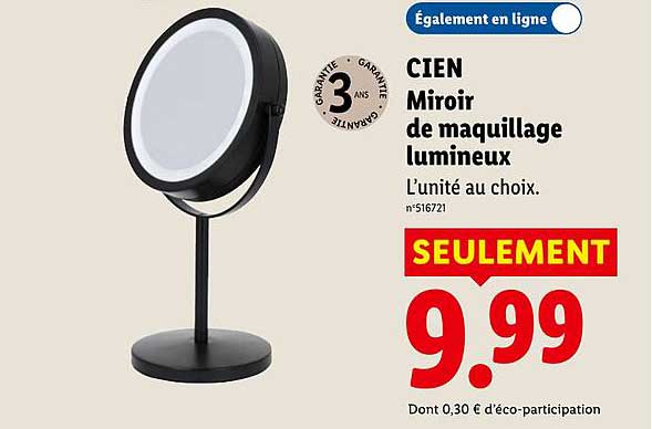 CIEN Miroir de maquillage lumineux