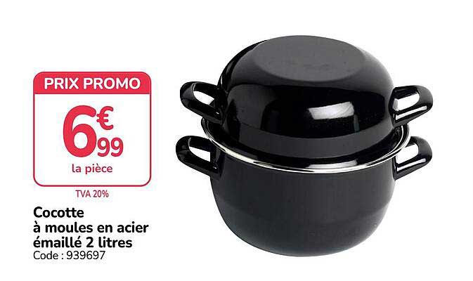 Cocotte à moules en acier émaillé 2 litres