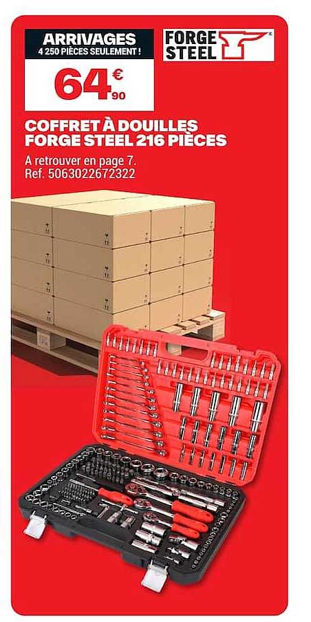 COFFRET À DOUILLES FORGE STEEL 216 PIÈCES