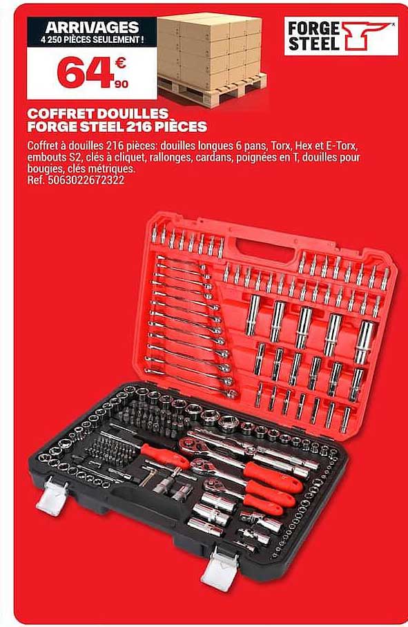 COFFRET DOUILLES FORGE STEEL 216 PIÈCES