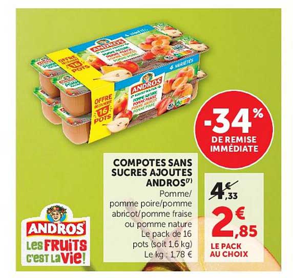 COMPOTES SANS SUCRES AJOUTES ANDROS