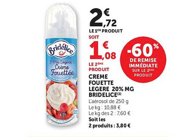 CREME FOUETTE LEGERE 20% MG BRIDELICE