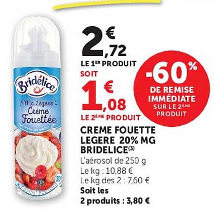 CREME FOUETTE LEGERE 20% MG BRIDELICE(3)