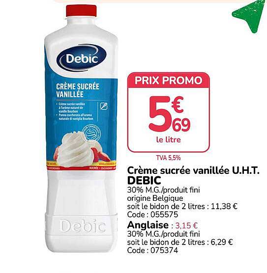 Crème sucrée vanillée U.H.T. DEBIC