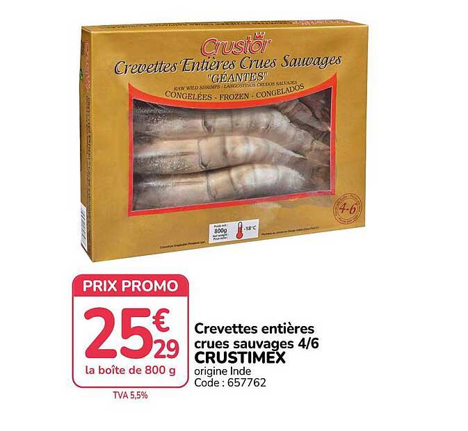 Crevettes entières crues sauvages 4/6 CRUSTIMEX