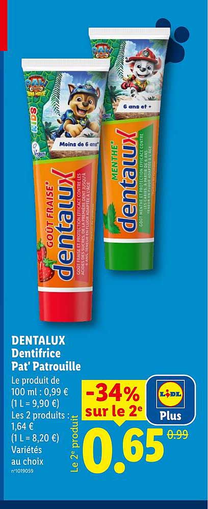 DENTALUX Dentifrice Pat' Patrouille