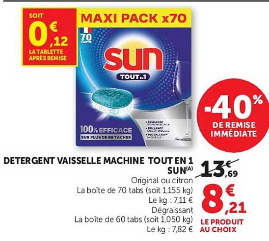 DETERGENT VAISSELLE MACHINE TOUT EN 1 SUN(A)
