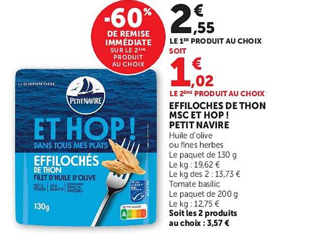 EFFILOCHES DE THON MSC ET HOP ! PETIT NAVIRE