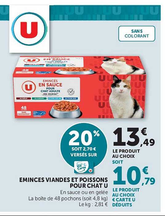 ÉMINCÉS VIANDES ET POISSONS POUR CHAT U
