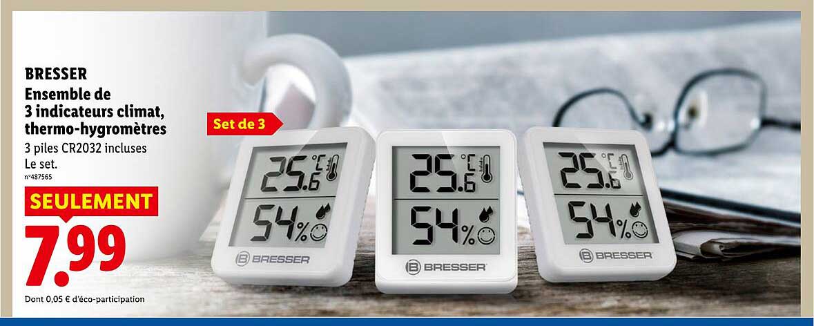 Ensemble de 3 indicateurs climat, thermo-hygromètres
