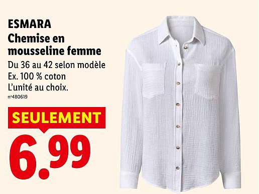ESMARA Chemise en mousseline femme