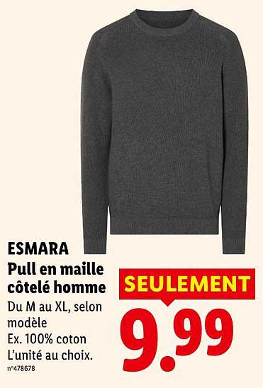 ESMARA Pull en maille côtelée homme